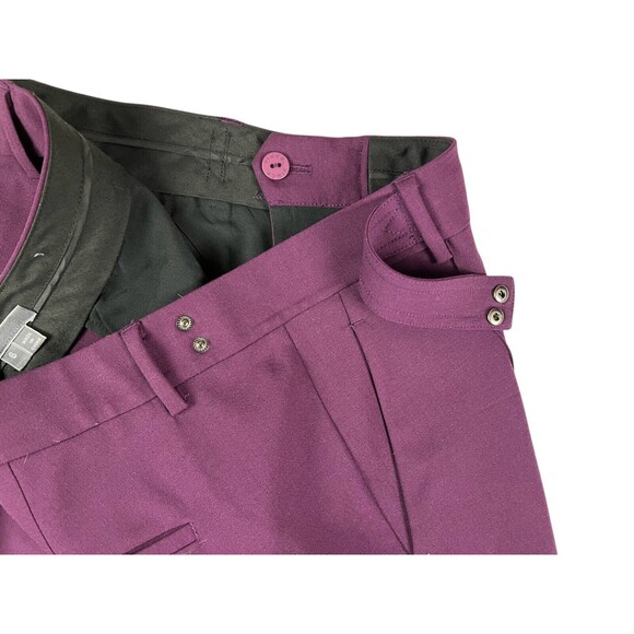 Vince Pintucked Seam Side-Tab Crop Pants  Size 6  Eggplant Stretch Wool Blend - Picture 6 of 13